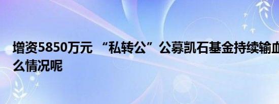 增资5850万元 “私转公”公募凯石基金持续输血 具体是什么情况呢