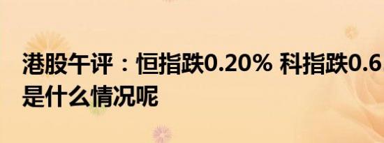 港股午评：恒指跌0.20% 科指跌0.65% 具体是什么情况呢