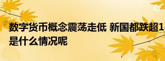 数字货币概念震荡走低 新国都跌超14% 具体是什么情况呢