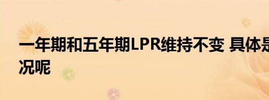 一年期和五年期LPR维持不变 具体是什么情况呢