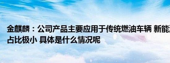 金麒麟：公司产品主要应用于传统燃油车辆 新能源汽车业务占比极小 具体是什么情况呢