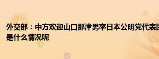 外交部：中方欢迎山口那津男率日本公明党代表团访华 具体是什么情况呢