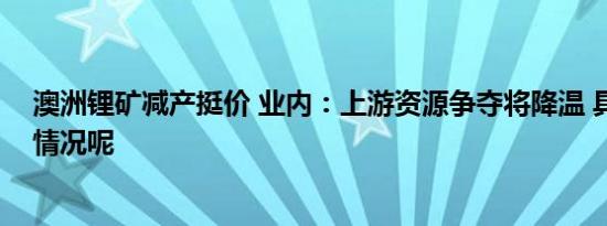 澳洲锂矿减产挺价 业内：上游资源争夺将降温 具体是什么情况呢