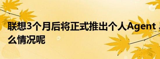 联想3个月后将正式推出个人Agent 具体是什么情况呢