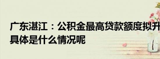 广东湛江：公积金最高贷款额度拟升至80万 具体是什么情况呢