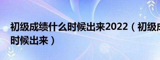 初级成绩什么时候出来2022（初级成绩什么时候出来）