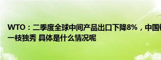 WTO：二季度全球中间产品出口下降8%，中国锂电池出口一枝独秀 具体是什么情况呢