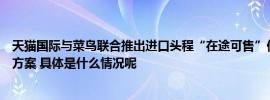 天猫国际与菜鸟联合推出进口头程“在途可售”供应链解决方案 具体是什么情况呢