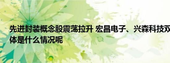 先进封装概念股震荡拉升 宏昌电子、兴森科技双双涨停 具体是什么情况呢