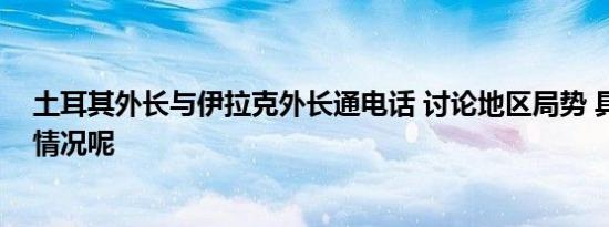 土耳其外长与伊拉克外长通电话 讨论地区局势 具体是什么情况呢