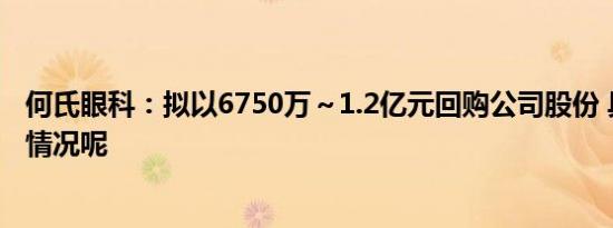 何氏眼科：拟以6750万～1.2亿元回购公司股份 具体是什么情况呢