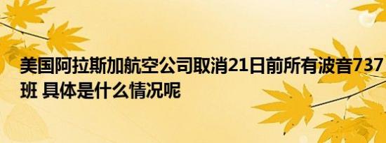 美国阿拉斯加航空公司取消21日前所有波音737 MAX 9航班 具体是什么情况呢