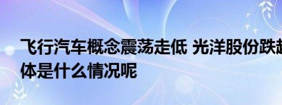 飞行汽车概念震荡走低 光洋股份跌超9% 具体是什么情况呢