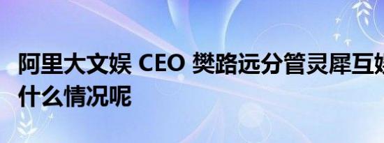 阿里大文娱 CEO 樊路远分管灵犀互娱 具体是什么情况呢