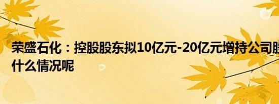 荣盛石化：控股股东拟10亿元-20亿元增持公司股份 具体是什么情况呢