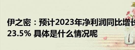 伊之密：预计2023年净利润同比增长11.7%-23.5% 具体是什么情况呢