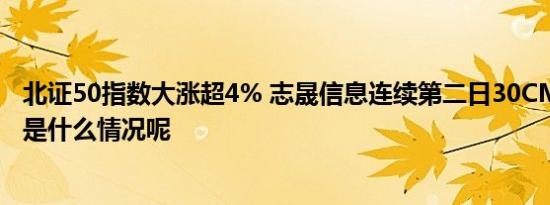 北证50指数大涨超4% 志晟信息连续第二日30CM涨停 具体是什么情况呢