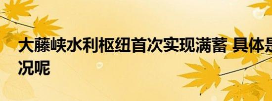 大藤峡水利枢纽首次实现满蓄 具体是什么情况呢