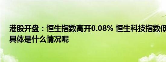 港股开盘：恒生指数高开0.08% 恒生科技指数低开0.16% 具体是什么情况呢