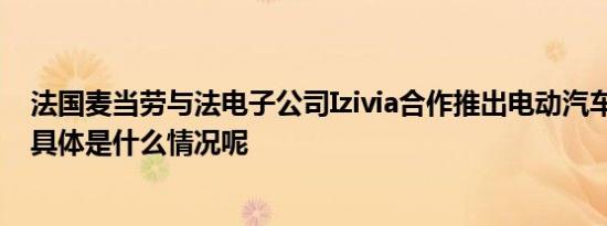 法国麦当劳与法电子公司Izivia合作推出电动汽车充电网络 具体是什么情况呢