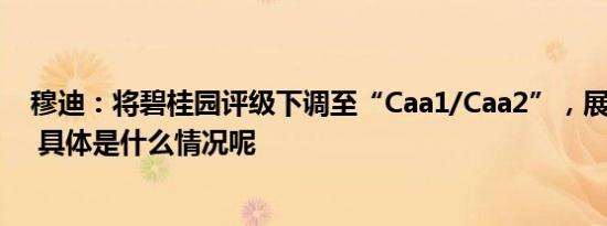 穆迪：将碧桂园评级下调至“Caa1/Caa2”，展望“负面” 具体是什么情况呢