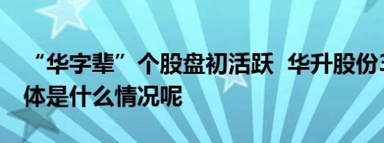 “华字辈”个股盘初活跃  华升股份3连板 具体是什么情况呢