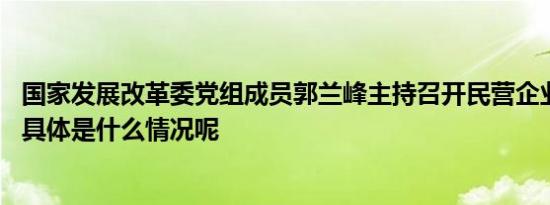 国家发展改革委党组成员郭兰峰主持召开民营企业家座谈会 具体是什么情况呢