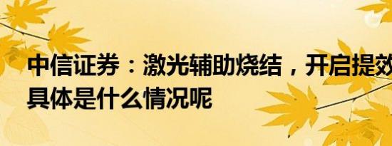 中信证券：激光辅助烧结，开启提效新阶段 具体是什么情况呢