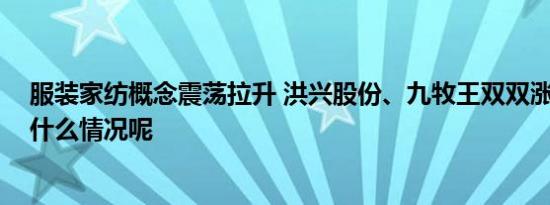 服装家纺概念震荡拉升 洪兴股份、九牧王双双涨停 具体是什么情况呢