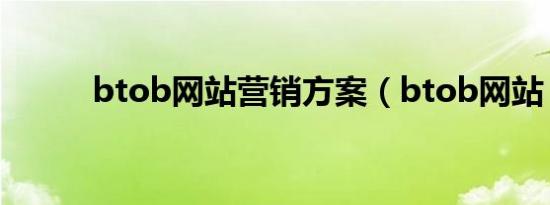 btob网站营销方案（btob网站）