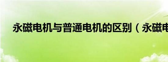 永磁电机与普通电机的区别（永磁电机）