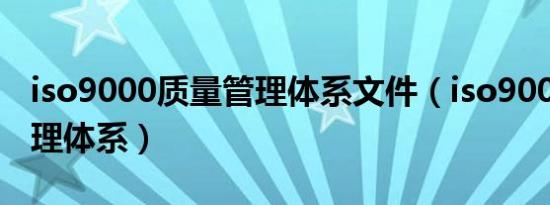 iso9000质量管理体系文件（iso9000质量管理体系）