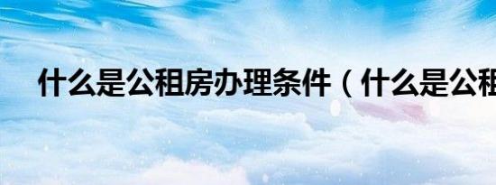 什么是公租房办理条件（什么是公租房）