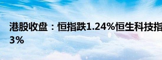 港股收盘：恒指跌1.24%恒生科技指数跌1.83%