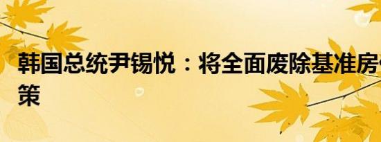 韩国总统尹锡悦：将全面废除基准房价上调政策