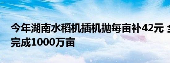 今年湖南水稻机插机抛每亩补42元 全省计划完成1000万亩