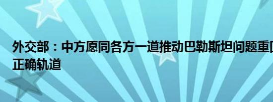 外交部：中方愿同各方一道推动巴勒斯坦问题重回两国方案正确轨道