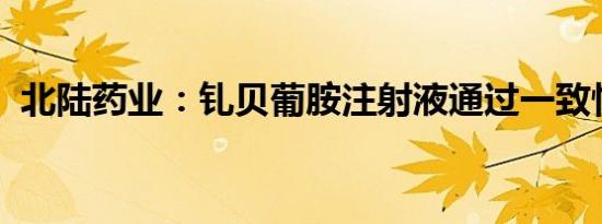 北陆药业：钆贝葡胺注射液通过一致性评价