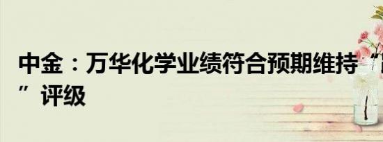 中金：万华化学业绩符合预期维持“跑赢行业”评级