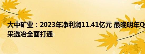 大中矿业：2023年净利润11.41亿元 最晚明年Q1湖南锂矿采选冶全面打通