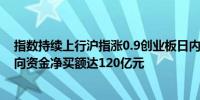 指数持续上行沪指涨0.9创业板日内涨超4宁德时代涨超7北向资金净买额达120亿元