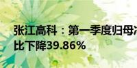 张江高科：第一季度归母净利润1.19亿元同比下降39.86%