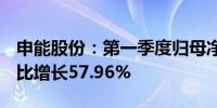 申能股份：第一季度归母净利润11.59亿元同比增长57.96%