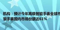 机构：预计今年高级智能手表全球市场份额增长15% 华为鸿蒙手表国内市场份额达61%