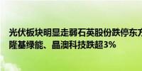 光伏板块明显走弱石英股份跌停东方日升跌超8%通威股份、隆基绿能、晶澳科技跌超3%