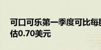 可口可乐第一季度可比每股收益0.72美元预估0.70美元