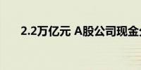 2.2万亿元 A股公司现金分红再创新高