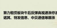 算力租赁板块午后反弹真视通涨停浪潮信息、世纪华通、安诺其、特发信息、中贝通信等跟涨