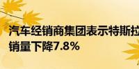 汽车经销商集团表示特斯拉第一季度在加州的销量下降7.8%