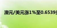 澳元/美元涨1%至0.6539美元的盘中高点